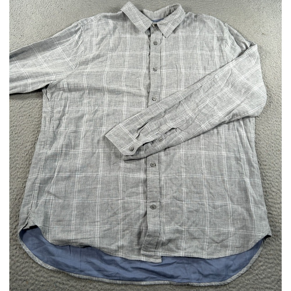Vince Shirt Men's XL Gray Windowpane Check Button Up Preppy Business Classic Fit